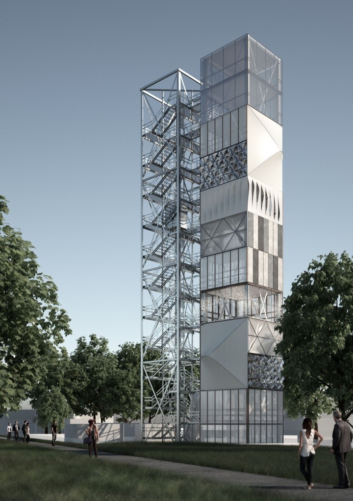 SFB 1244 Visualisierung Demonstrator mit Treppenturm